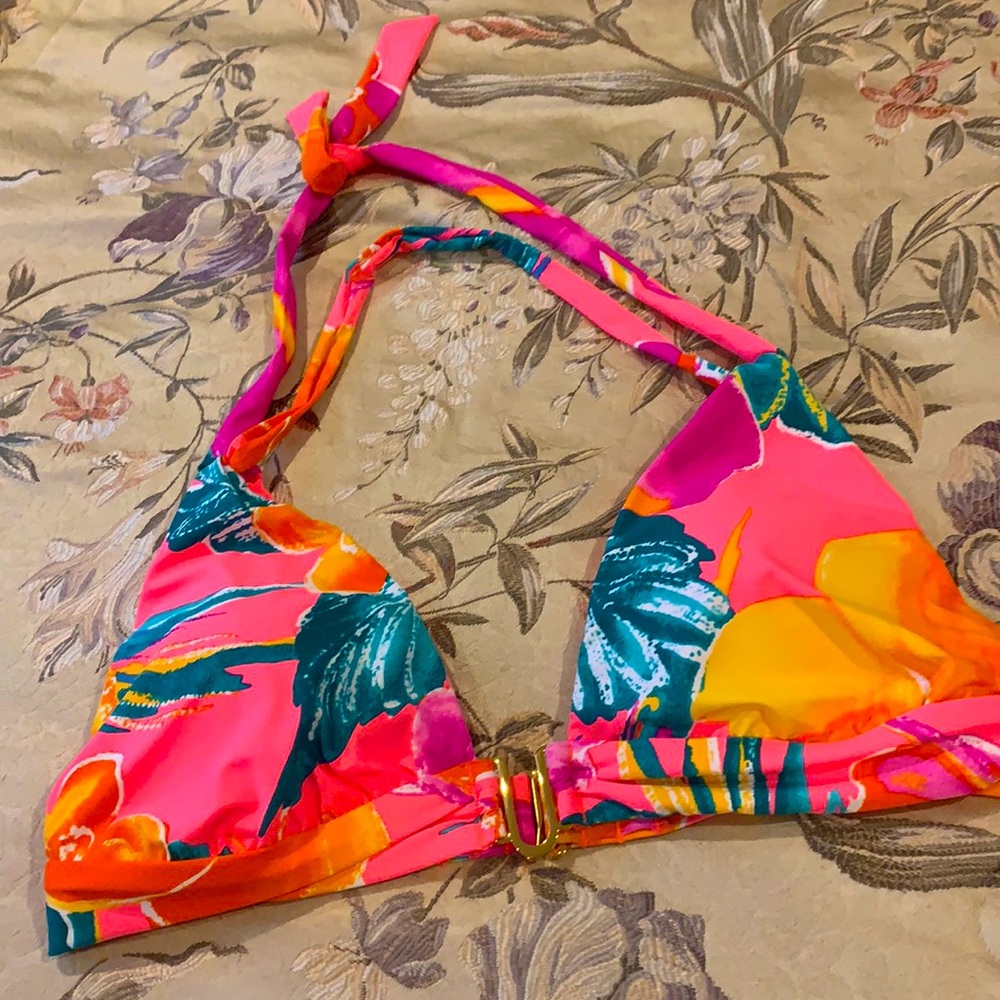 NWT BEAUTIFUL LA BLANCA FANCY HALTER BIKINI TOP